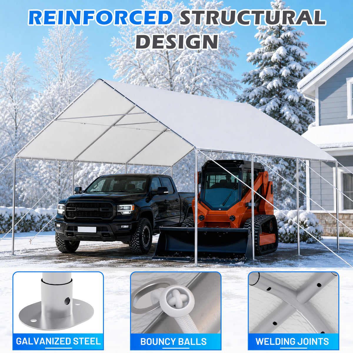 HOMREST 20x20 white metal carport product image 3