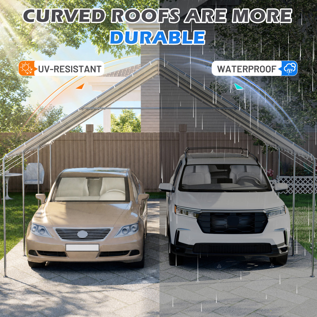 HOMREST 20x20 white metal carport product image 5
