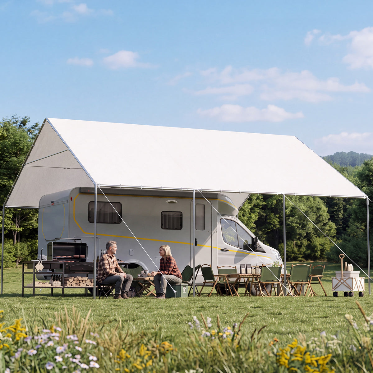 HOMREST 20x20 white metal carport product image 7