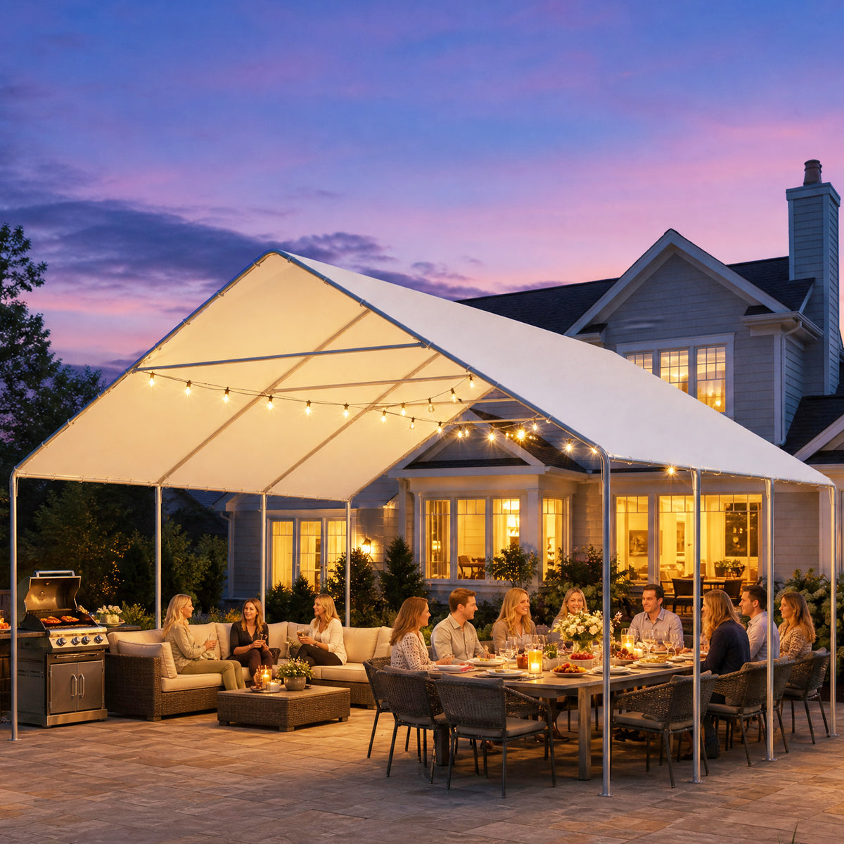 HOMREST 20x20 white metal carport product image 8