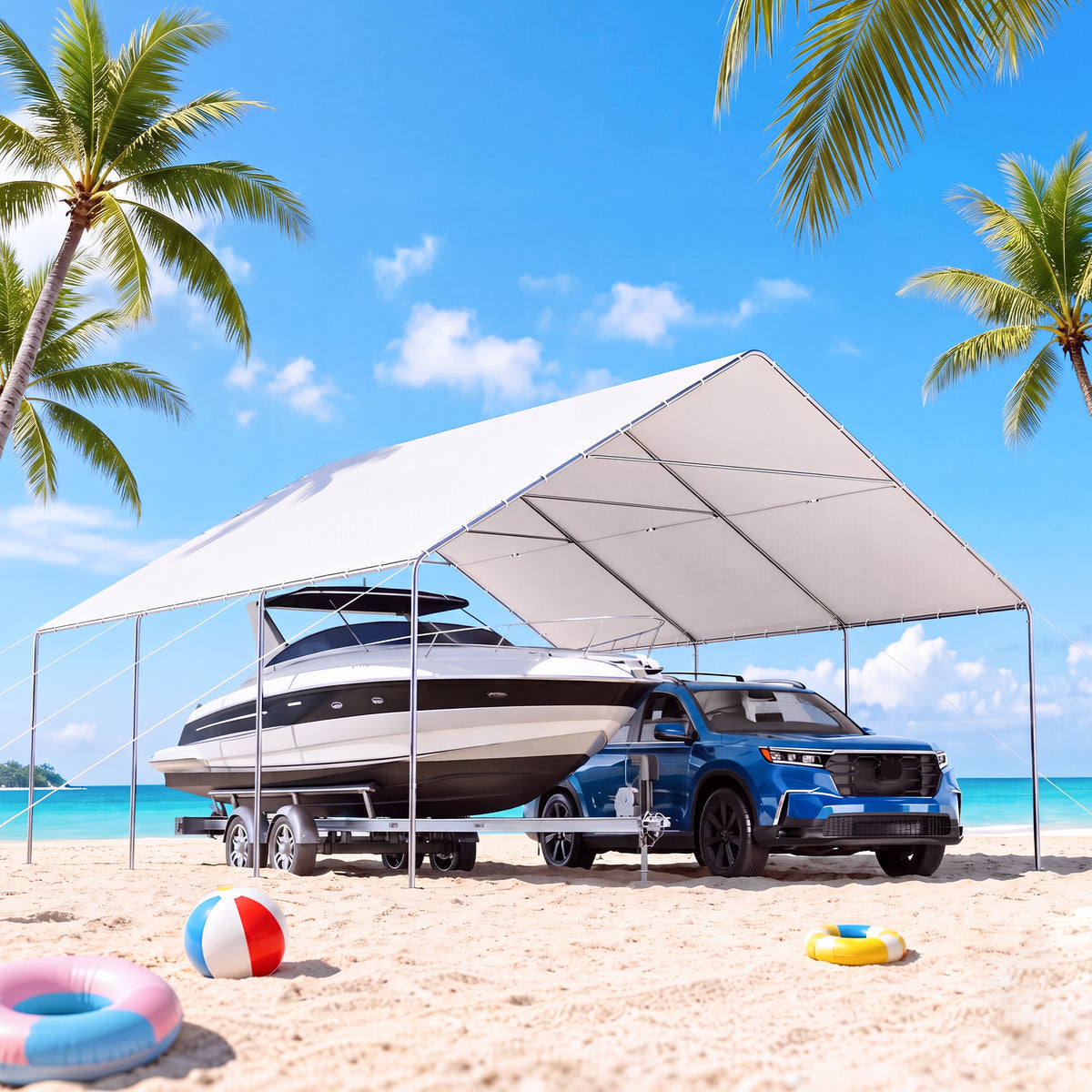 HOMREST 20x20 white metal carport product image 9