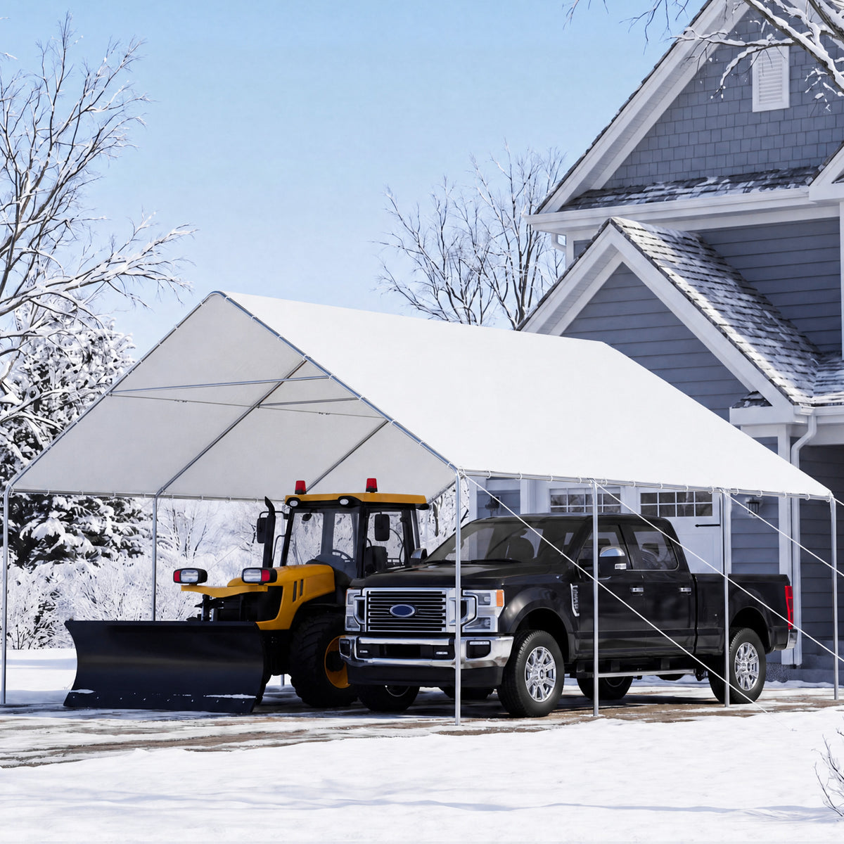 HOMREST 20x20 white metal carport product image 10