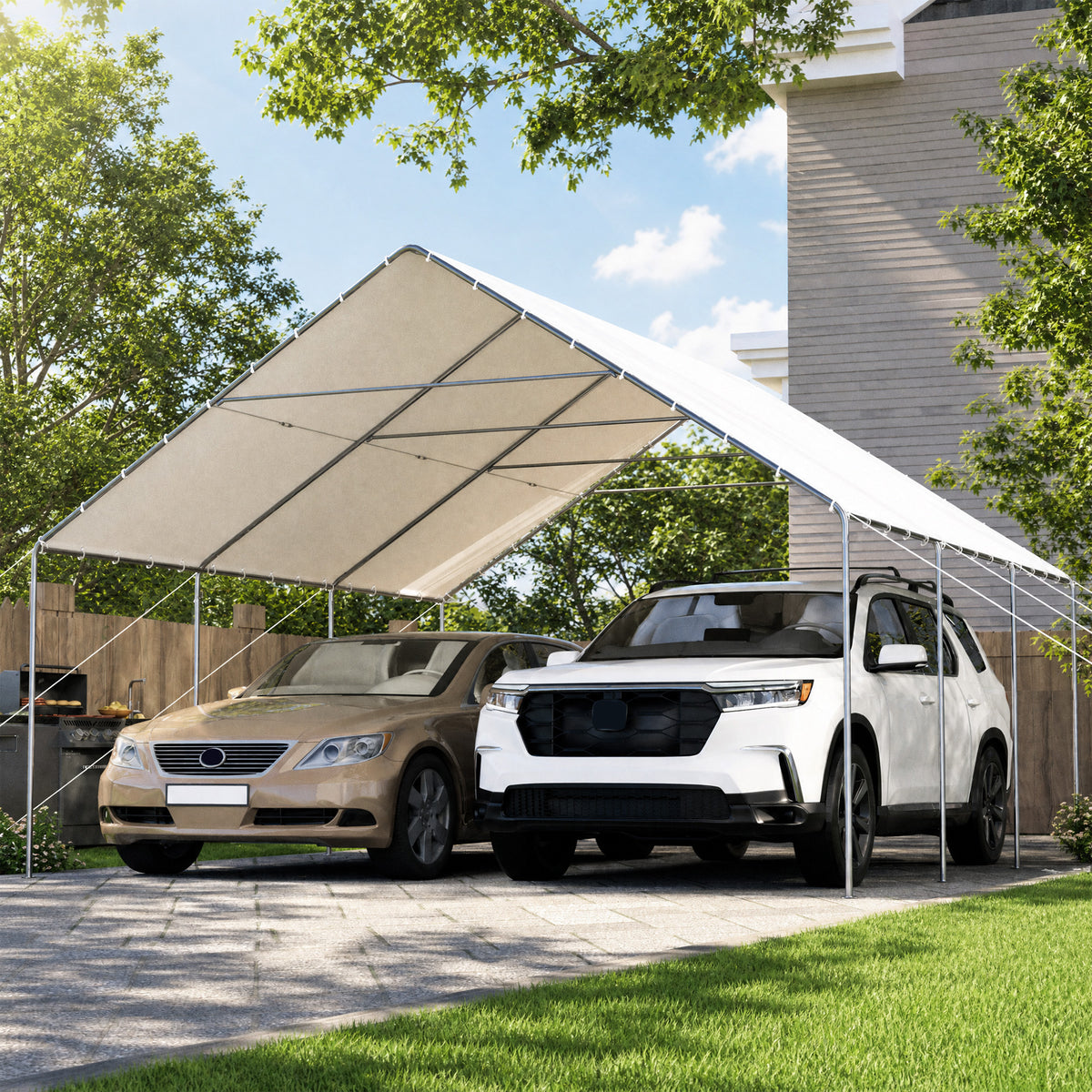 HOMREST 20x20 white metal carport product image 11