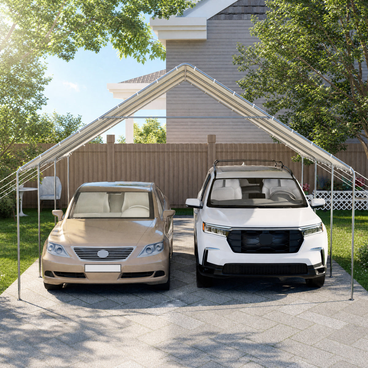 HOMREST 20x20 white metal carport product image 12