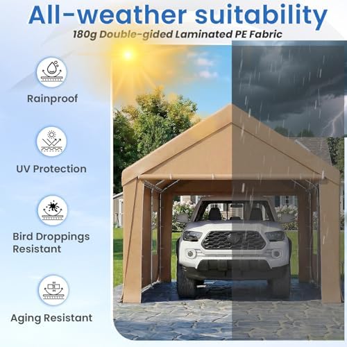 HOMREST yellow carport cover with rain, UV, aging and stain resistance