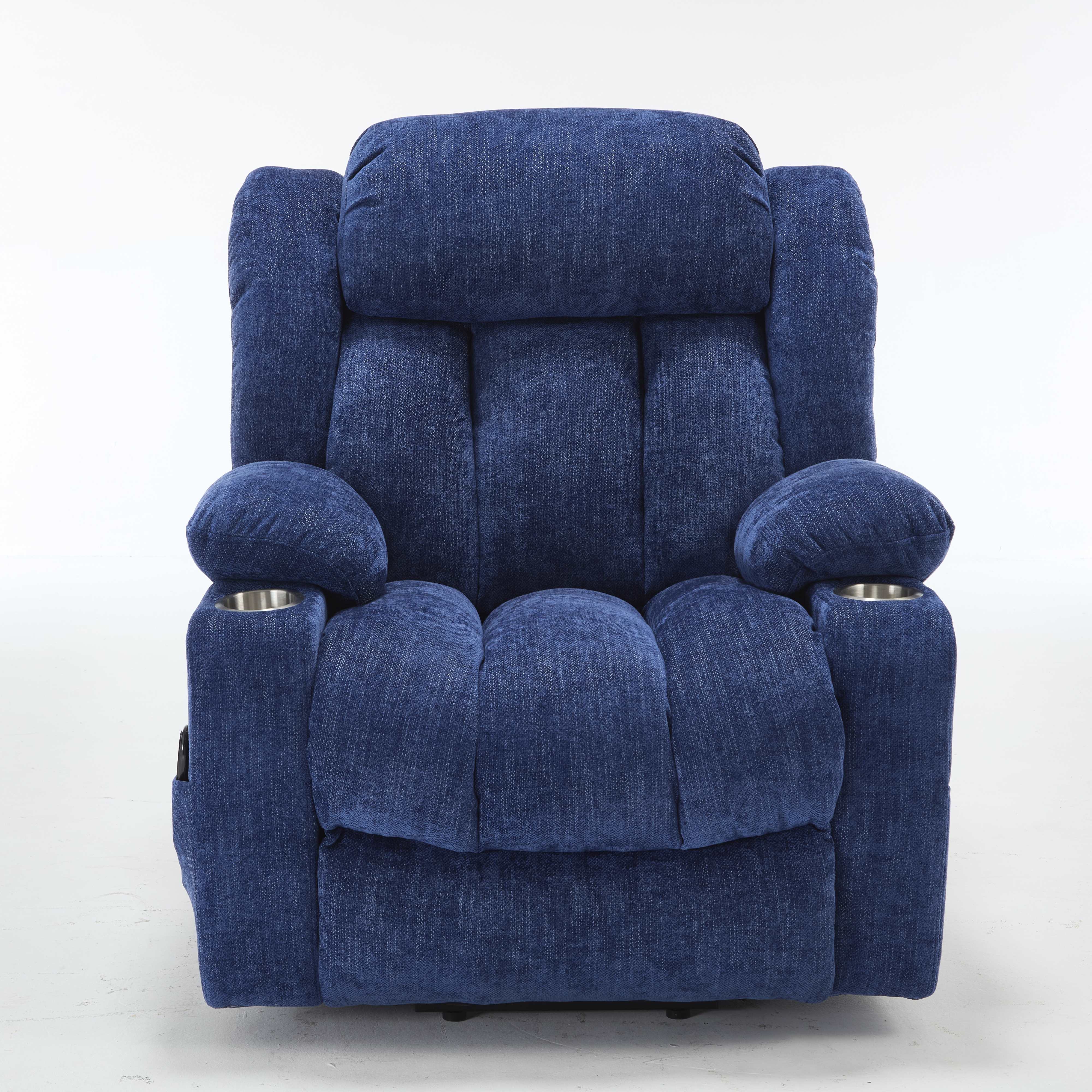 Homrest Premium Electric Recliner Chair with 8-Point Massage & Heating, Plush Chenille Fabric, Blue
