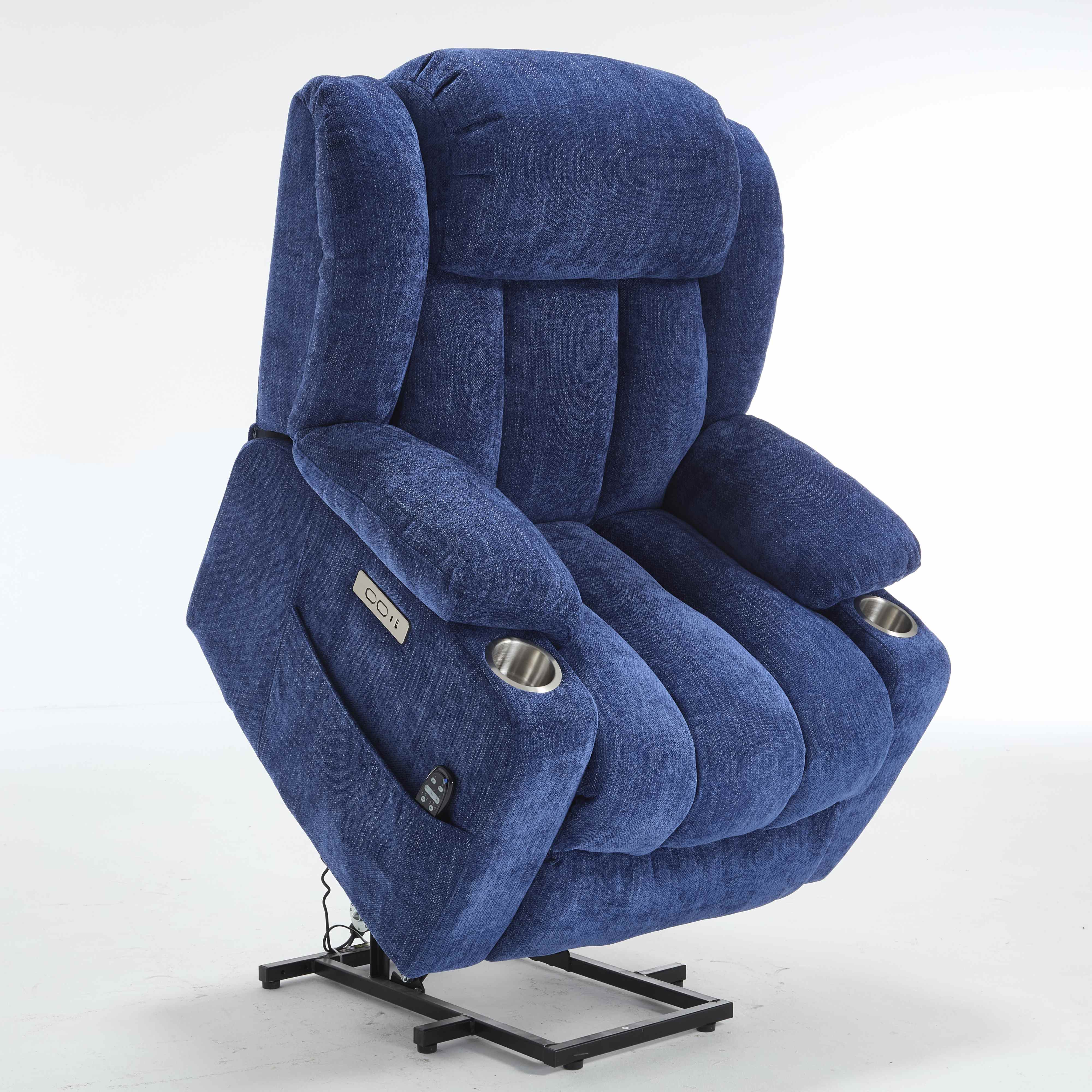 Homrest Premium Electric Recliner Chair with 8-Point Massage & Heating, Plush Chenille Fabric, Blue