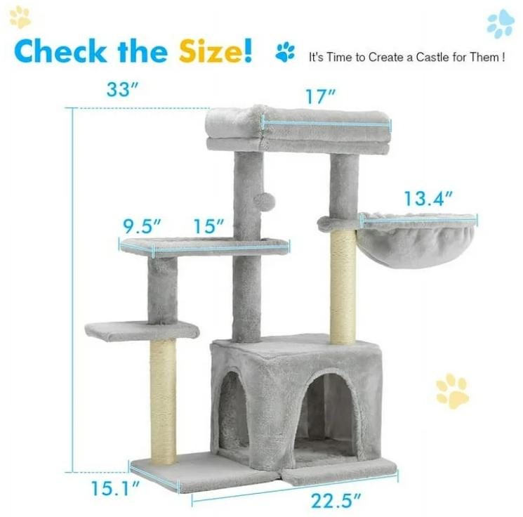 HOMREST Cat Tower w/ Scratching Posts