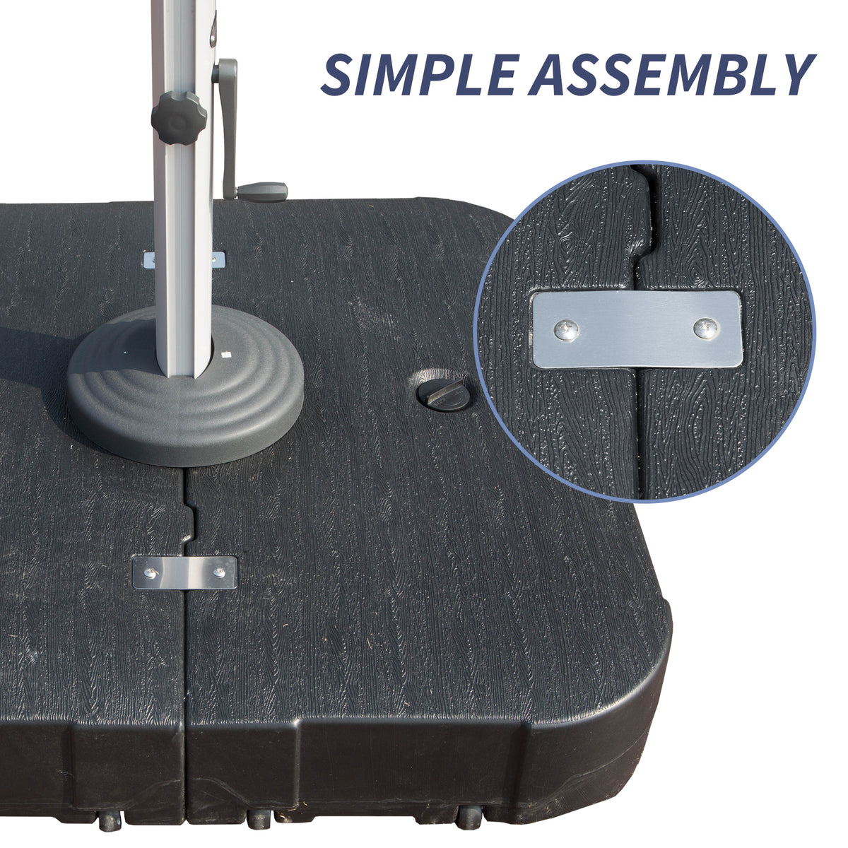 HOMREST 35.5" Patio Square Umbrella Base with Wheels, Heavy Duty Stand for Large Offset & Cantilever Umbrellas, Holds Up to 440 lbs with Water, Perfect for Outdoor Use
