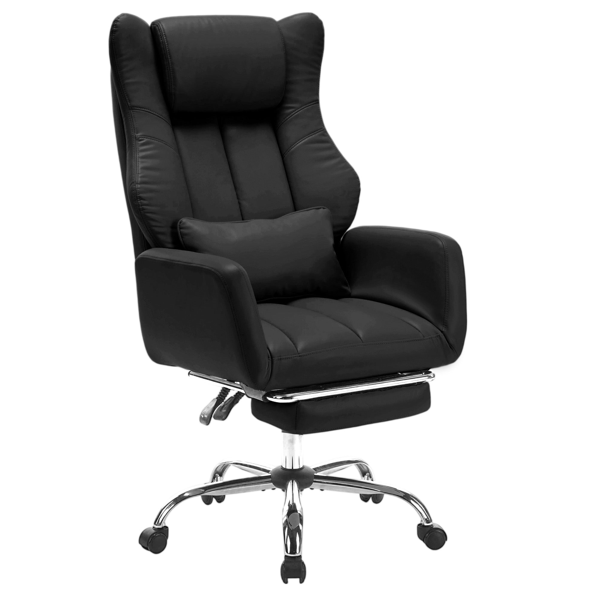 HOMREST Ergonomic Home Office Chair with Flip-Up Armrests, 135° Reclining Computer Desk Chair, Nappa PU Leather, Black