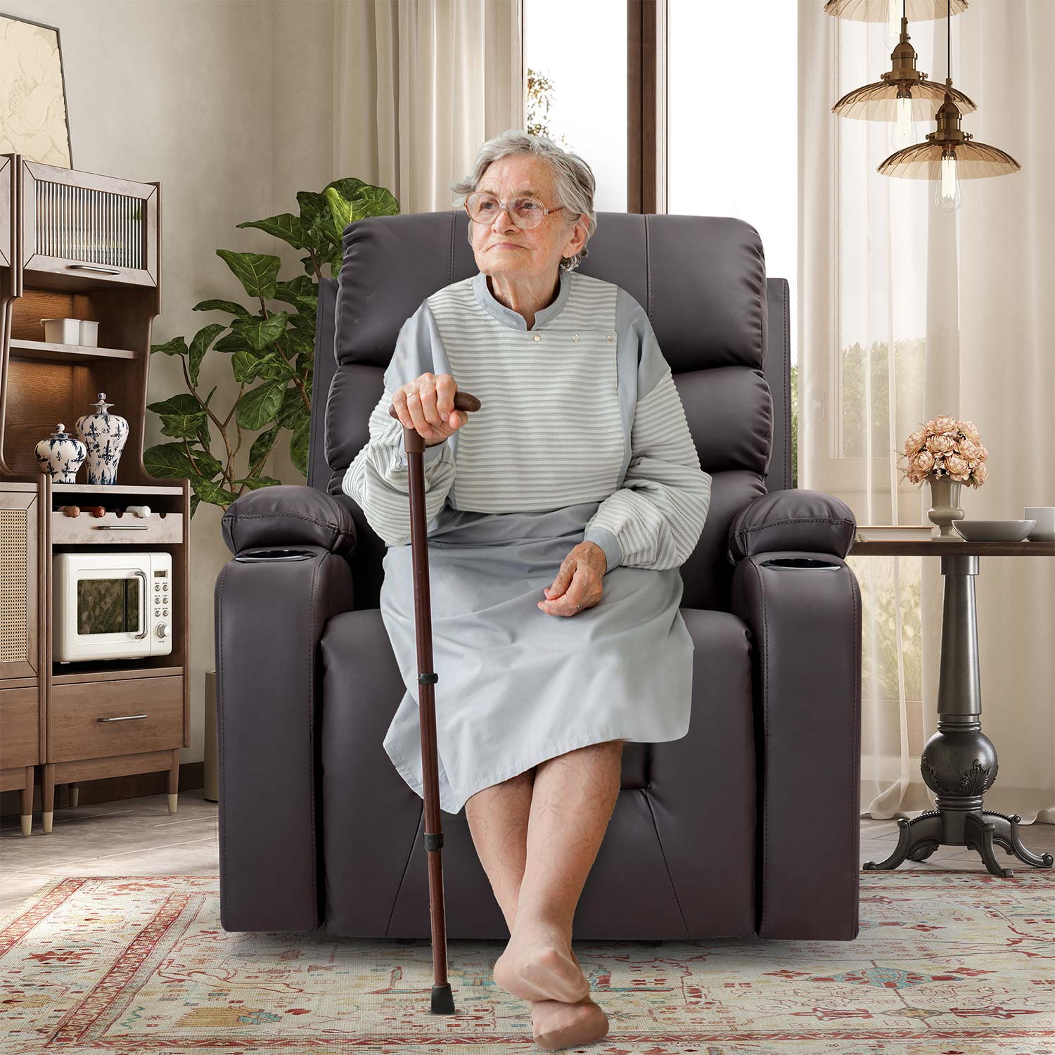 Homrest Power Lift Recliner Chair with Massage & Heat, Brown