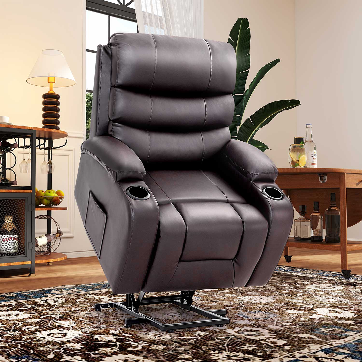 Homrest Power Lift Recliner Chair with Massage & Heat, Brown