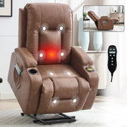 HOMREST PU Infinite Position Power Lift Recliner Chair for Elderly, 8-Point Massage & Heating, Brown