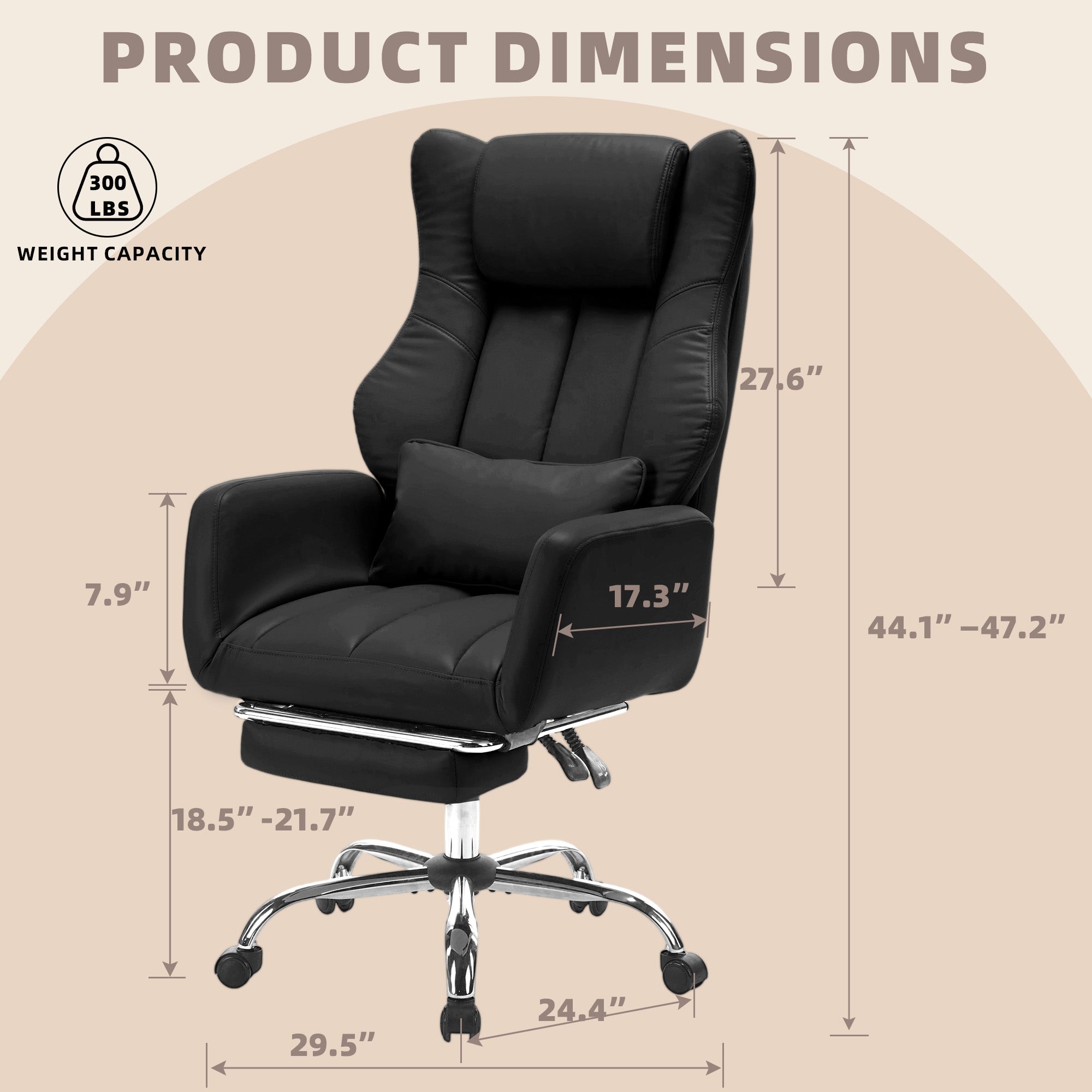 HOMREST Ergonomic Home Office Chair with Flip-Up Armrests, 135° Reclining Computer Desk Chair, Nappa PU Leather, Black