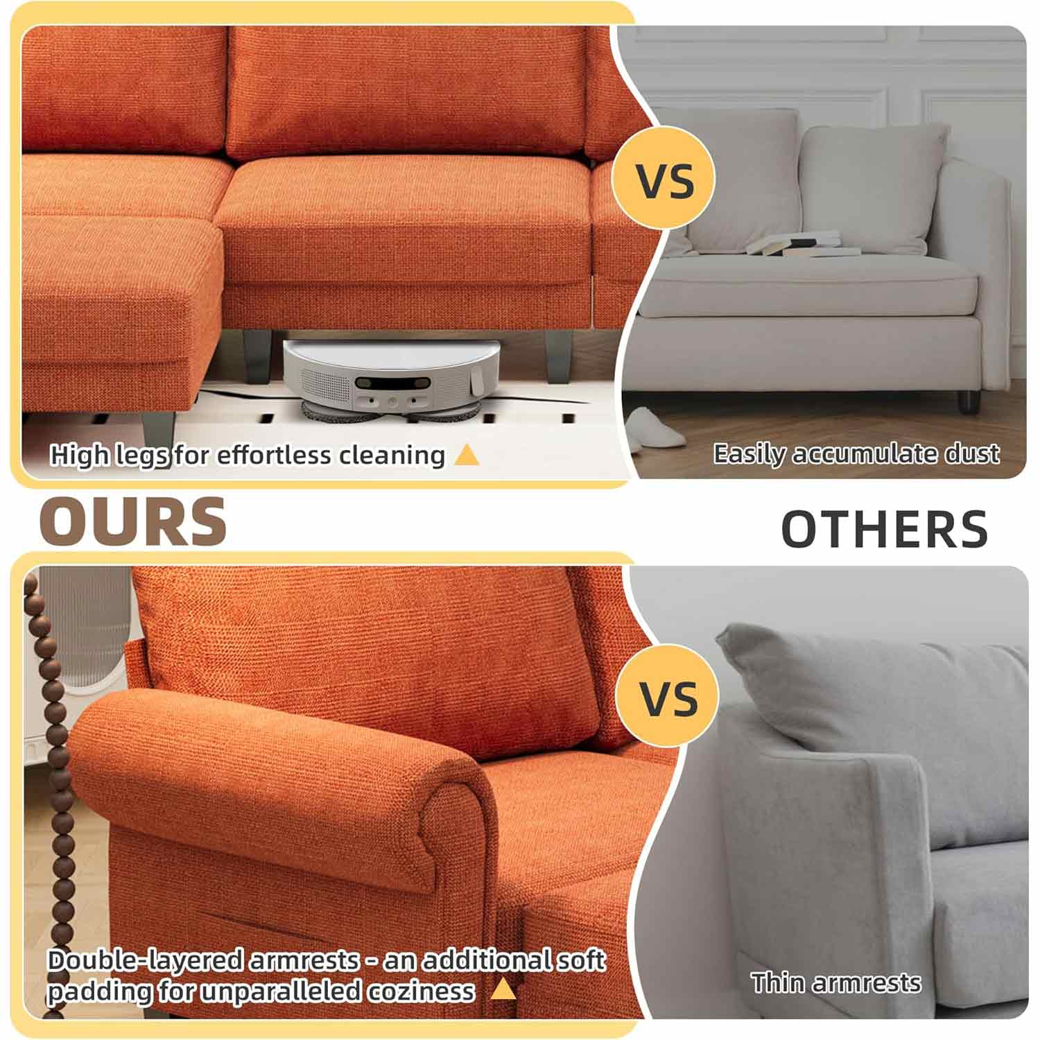 Comparison between our sectional sofa with others. | Homrest furniture