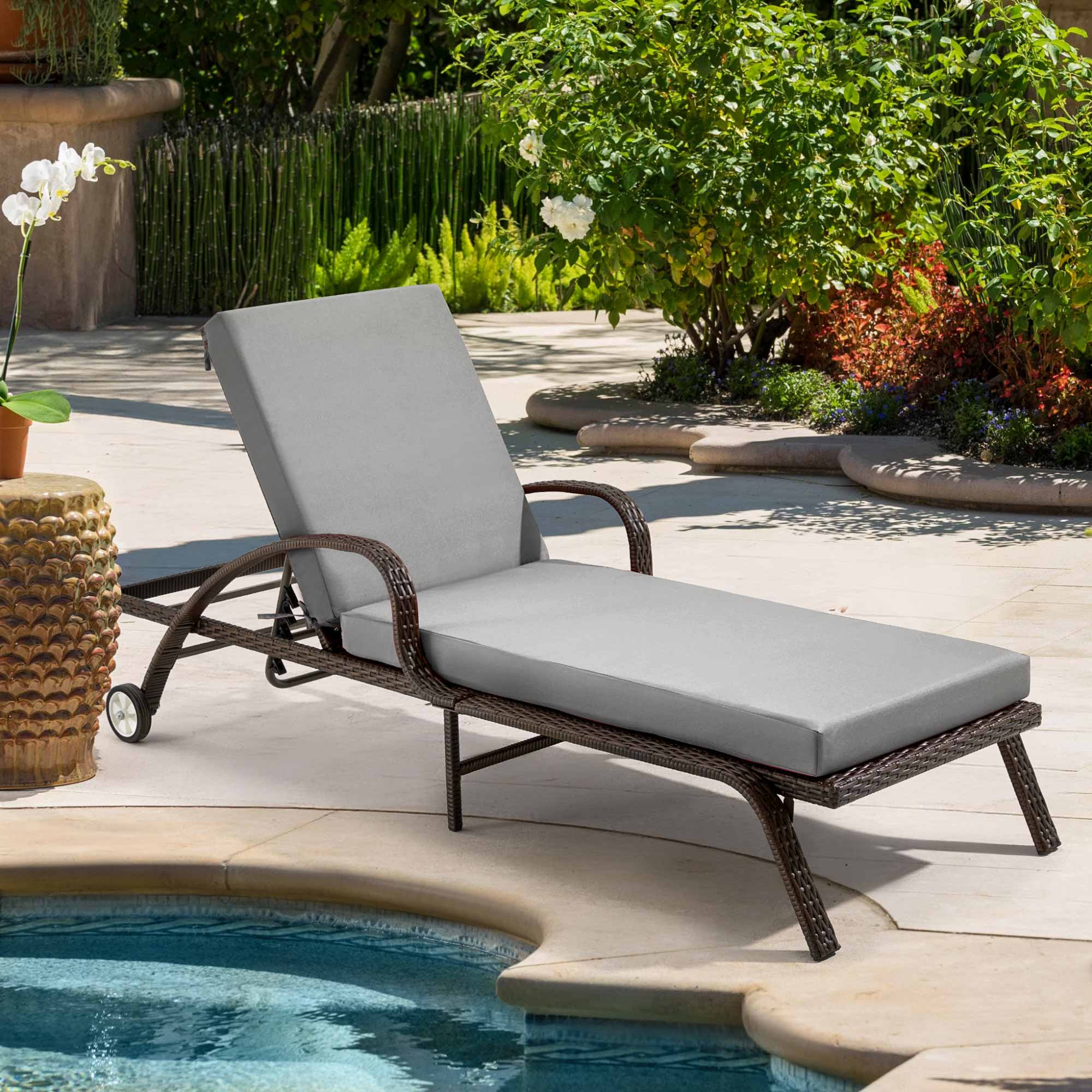 HOMREST Outdoor Lounge Chair Cushion Replacement, Grey