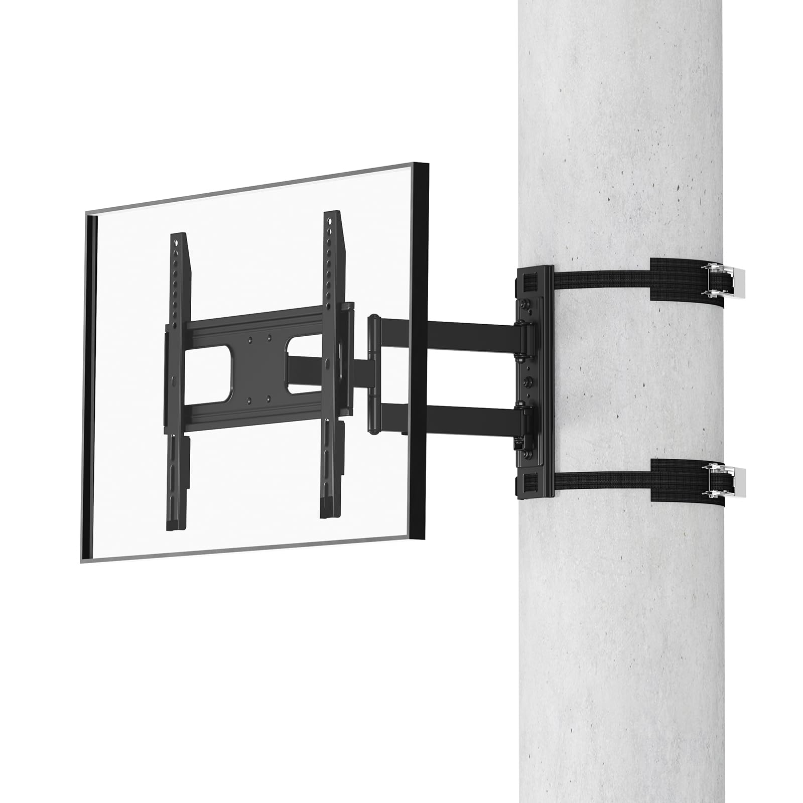 HOMREST Outdoor Gazebo TV Mount No Drill for Post, Full Motion Pergola TV Mount, Adjustable Weatherproof TV Bracket, Fits 27-65 Inch TVs, Holds 77 lbs