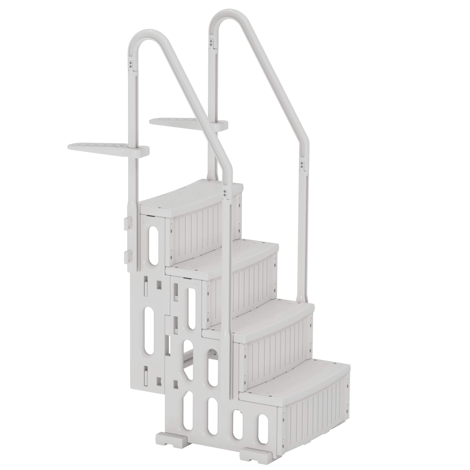 HOMREST Pool Ladder, 4-Step Pool Stairs with Double Handrails and Non-Slip Steps for 48-54” Above Ground and In-Ground Pools, White