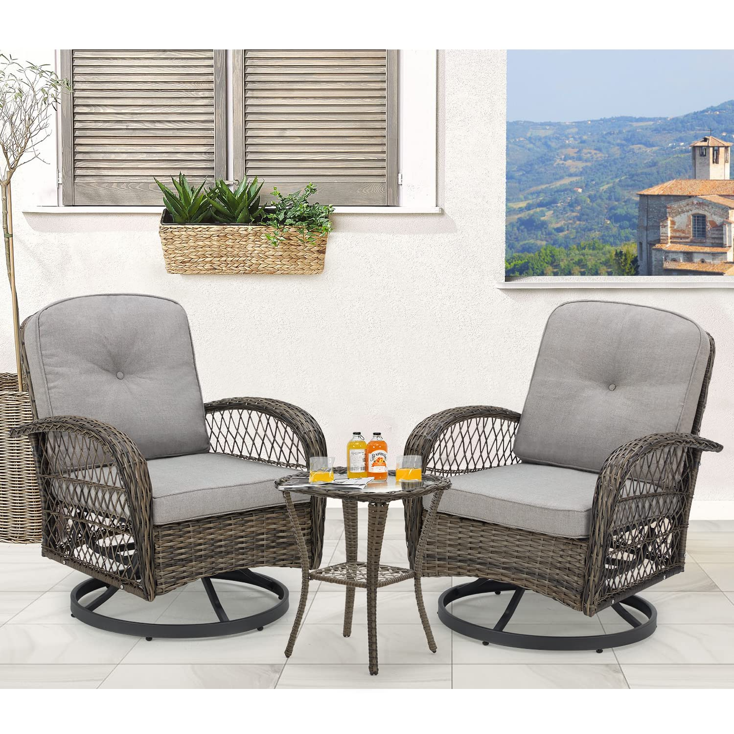 wicker swivel patio chairs