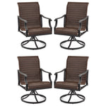 HOMREST Patio Wicker Swivel Chair Set of 4, Heavy Duty Outdoor Dining Chair with 23.5'' High Back, Extra-Large Water-Fall Seat, Gentle Rocker