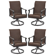 HOMREST Patio Wicker Swivel Chair Set of 4, Heavy Duty Outdoor Dining Chair with 23.5'' High Back, Extra-Large Water-Fall Seat, Gentle Rocker