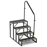 HOMREST 4-Step RV Steps with Handrail, 660 LBS Metal RV Stairs with Armrest Cover, Anti-Slip Hot Tub Steps, Mobile Home Steps with Non-Skid Tapes