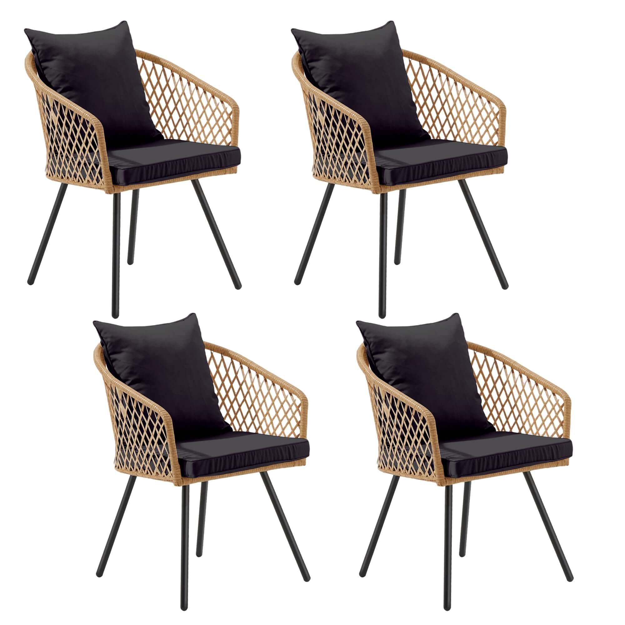 HOMREST All-Weather Patio Dining Chairs Set of 4, w/ Cushions & Armrests, Modern Outdoor Seating, Beige & Black