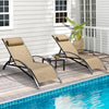 HOMREST 3 PCS Outdoor Lounge Chairs Set of 2 with Coffee Table, Brown