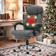 Homrest Office Chair with Massage and Heat, Reclining Home Office Chair with Footrest, Gray
