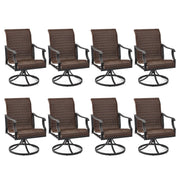 HOMREST Patio Wicker Swivel Chair Set of 8, Heavy Duty Outdoor Dining Chair with 23.5'' High Back, Extra-Large Water-Fall Seat, Gentle Rocker