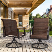 homrest Patio Wicker Swivel Chair Set of 2, Heavy Duty Outdoor Dining Chair with 23.5'' High Back, Extra-Large Water-Fall Seat, Gentle Rocker-homrest