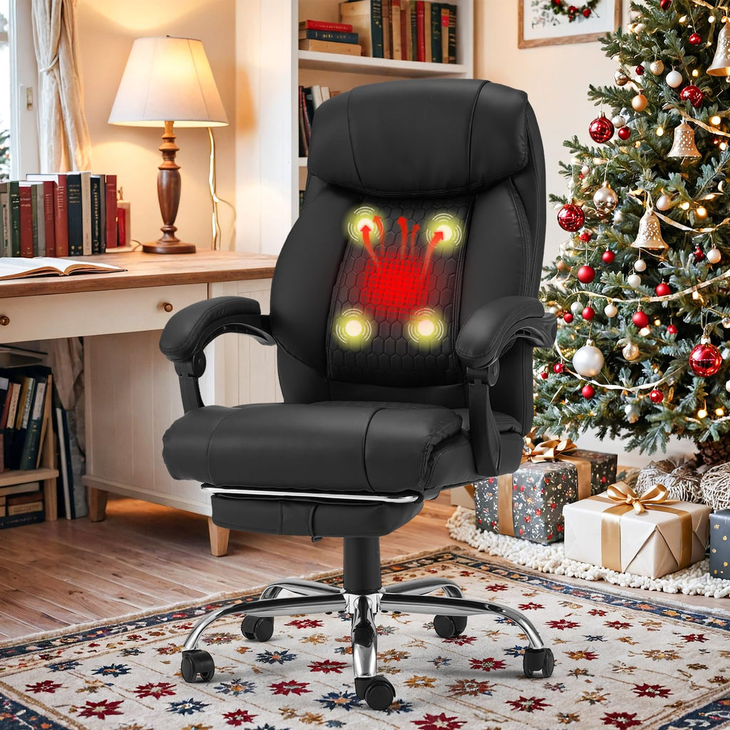 Homrest Black Executive Office Chair, Adjustable Office Chairs with Heat and Massage