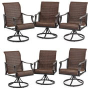 HOMREST Patio Wicker Swivel Chair Set of 6, Heavy Duty Outdoor Dining Chair with 23.5'' High Back, Extra-Large Water-Fall Seat, Gentle Rocker