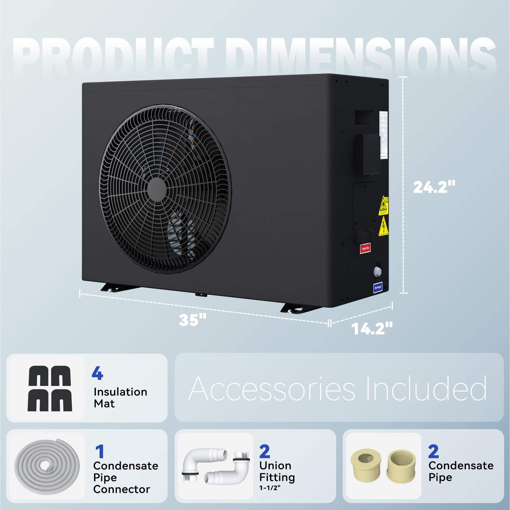 HOMREST 35000BTU DC Inverter Pool Heat Pump, Smart WiFi, Heating & Cooling, for Pools up to 10,000 Gallons, Up to 9.8 COP, 220V