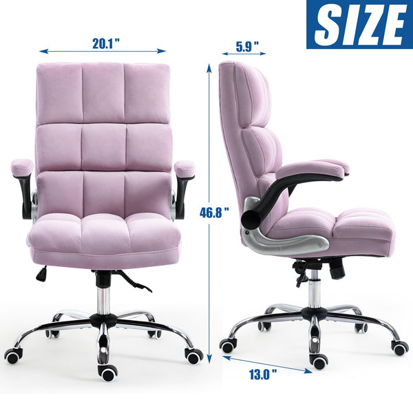 Homrest Ergonomic Flannel Desk Chair with Flip-Up Arms - Violet