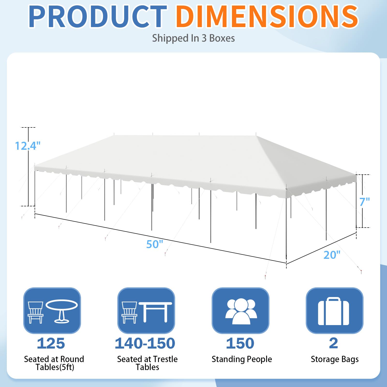 HOMREST 20x50 FT Outdoor Party Tent with expandable sidewall (sold separately), Heavy Duty Weekend Canopy with Carry Bags, 480GSM PVC Large Tent for Commercial Events, Parties, Weddings, White