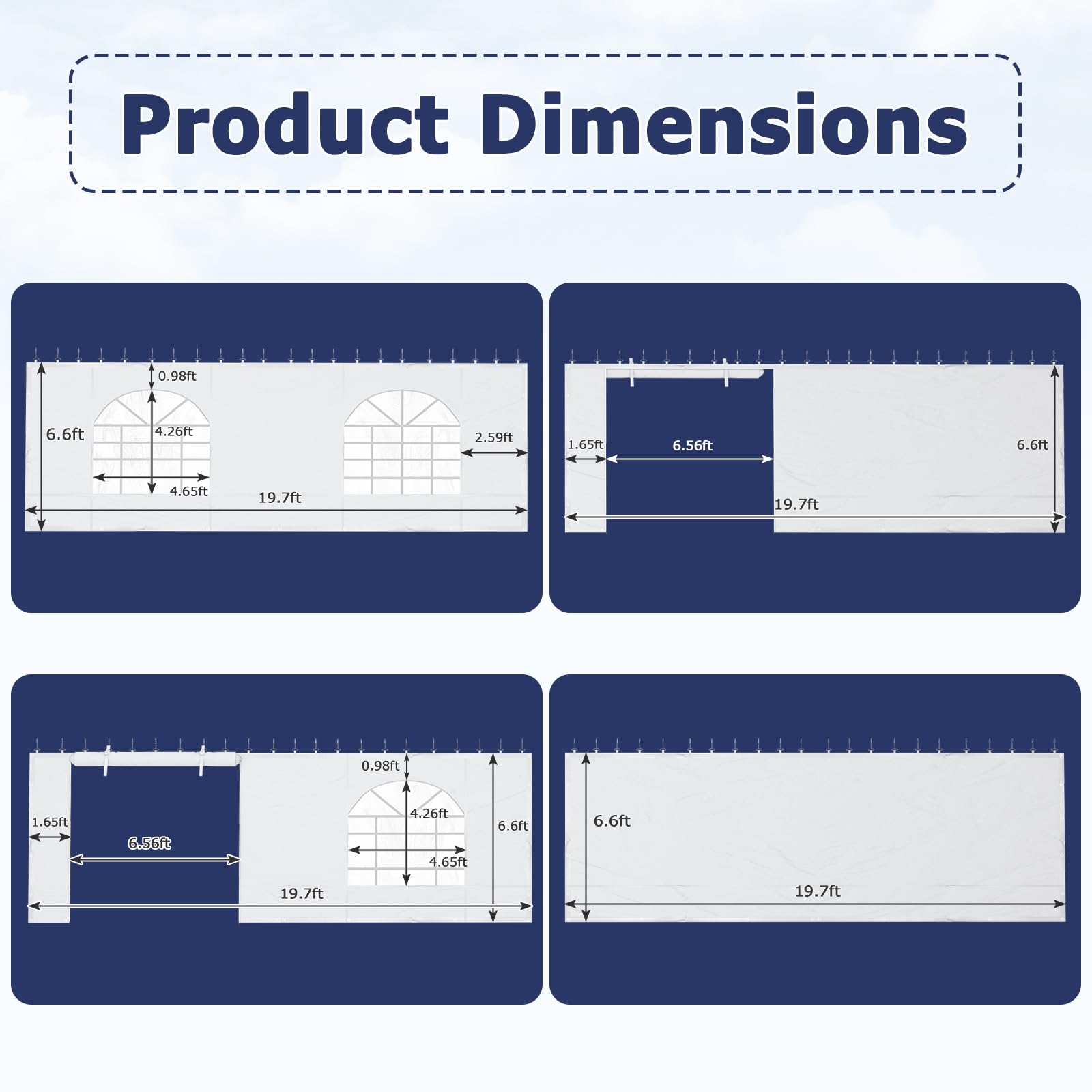 HOMREST 20x20ft 350G PVC Sidewalls (Please check with customer service before purchasing to confirm compatibility)