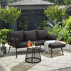 HOMREST 3-Piece L-Shaped Patio Sofa Set with Cushions & Glass Coffee Table, Black