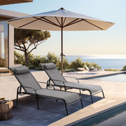 HOMREST Patio Chaise Lounges Set of 2 with Adjustable Backrest, Gray