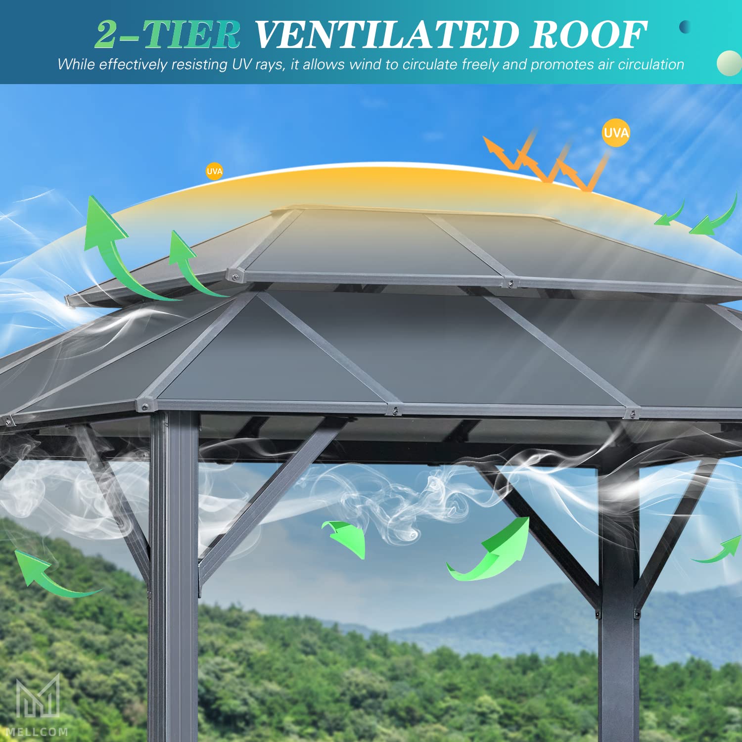 HOMREST 9x6 FT Aluminum Outdoor Gazebo with Double Roof