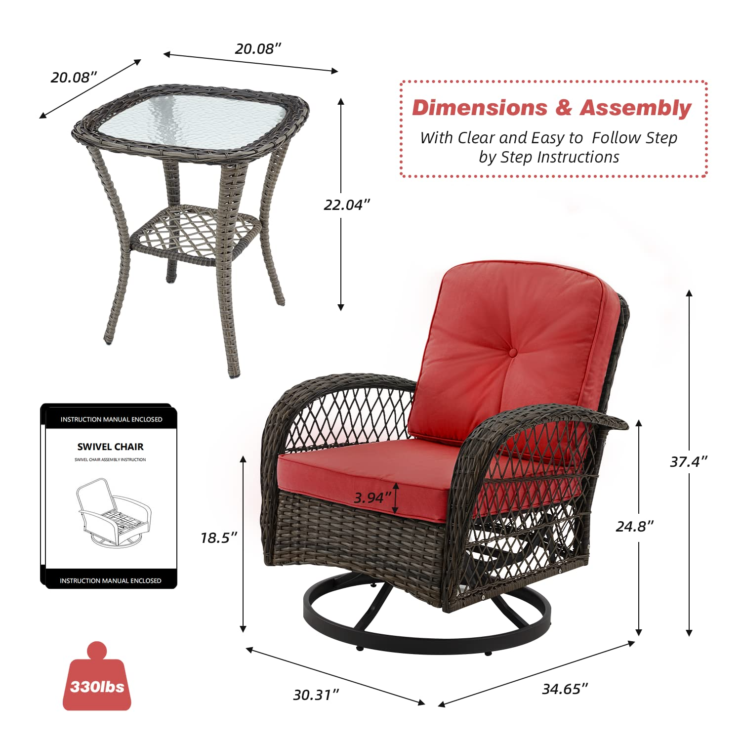 3 piece rocker patio set