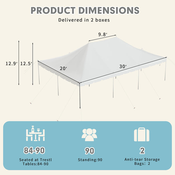 HOMREST 20x30 Canopy Pole Tent