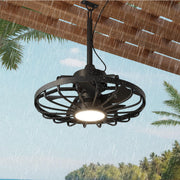 HOMREST 20" Outdoor Ceiling Fan with Light，IP65 Waterproof Plug in Ceiling Fan with Remote and 2 Downrods, Gazebo Caged Hanging Fan with 3 Color LED Light for Porch, Pergola, Canopy, Black