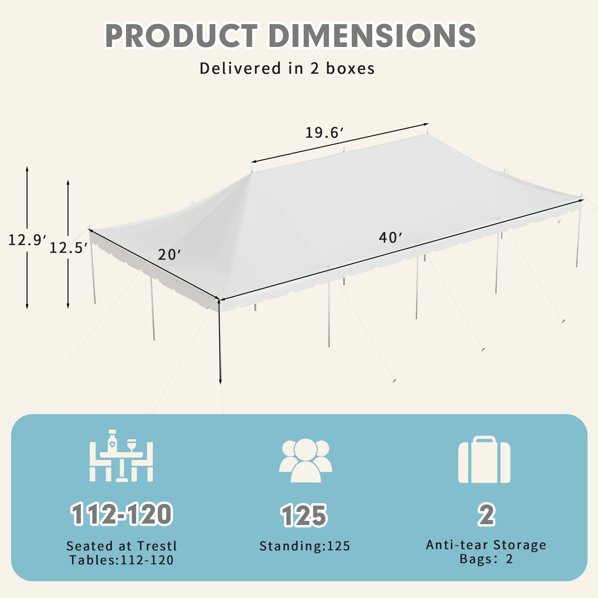 HOMREST 20x40 Large Canopy Tent
