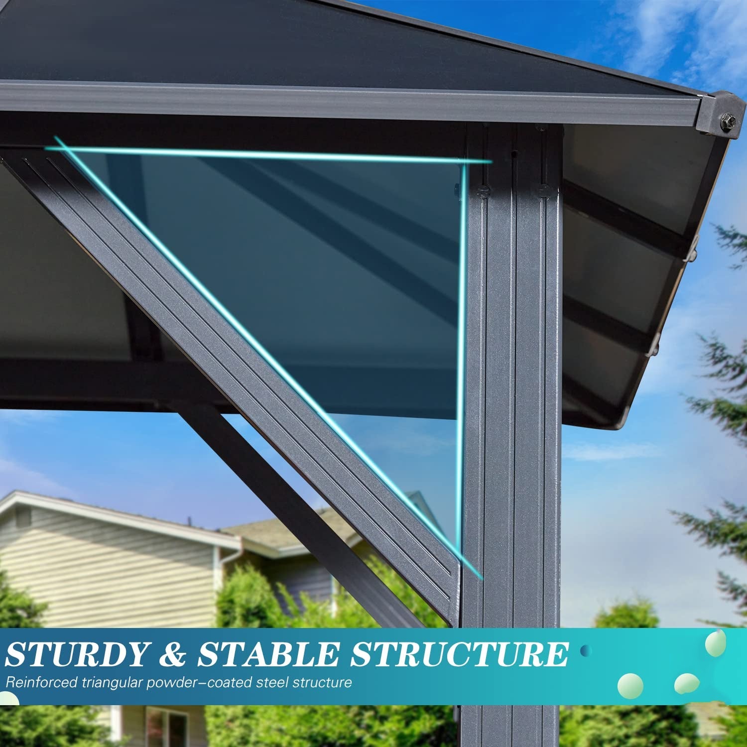 HOMREST 9x6 FT Aluminum Outdoor Gazebo with Double Roof