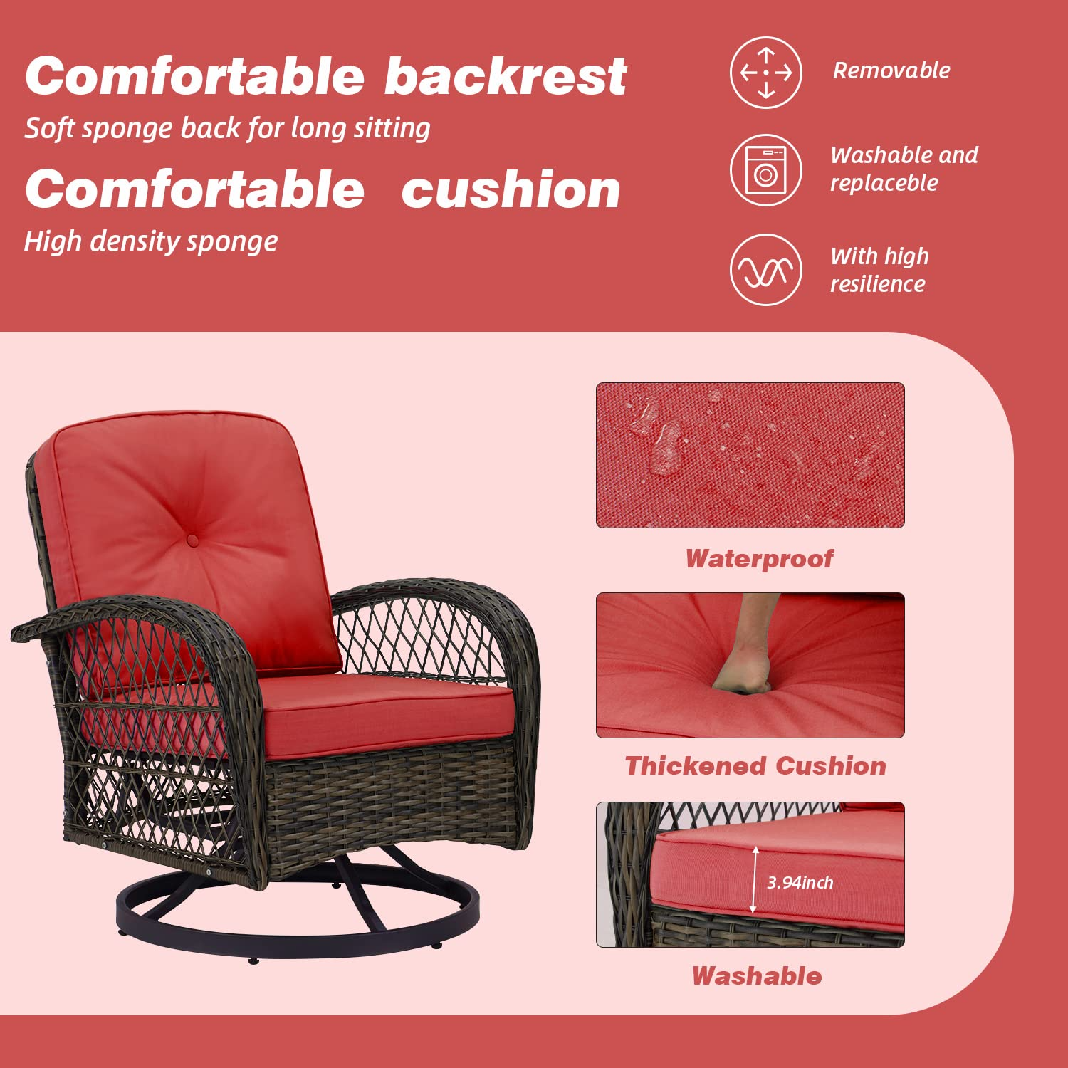 3 piece rocker patio set