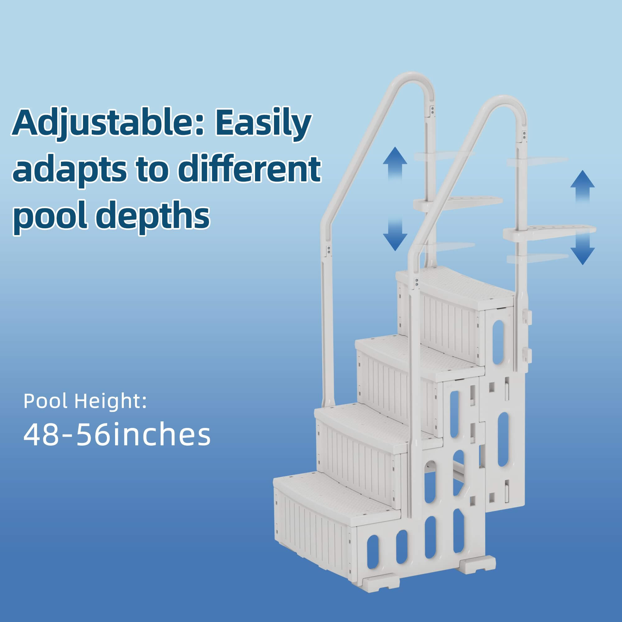 HOMREST Pool Ladder, 4-Step Pool Stairs with Double Handrails and Non-Slip Steps for 48-54” Above Ground and In-Ground Pools, White