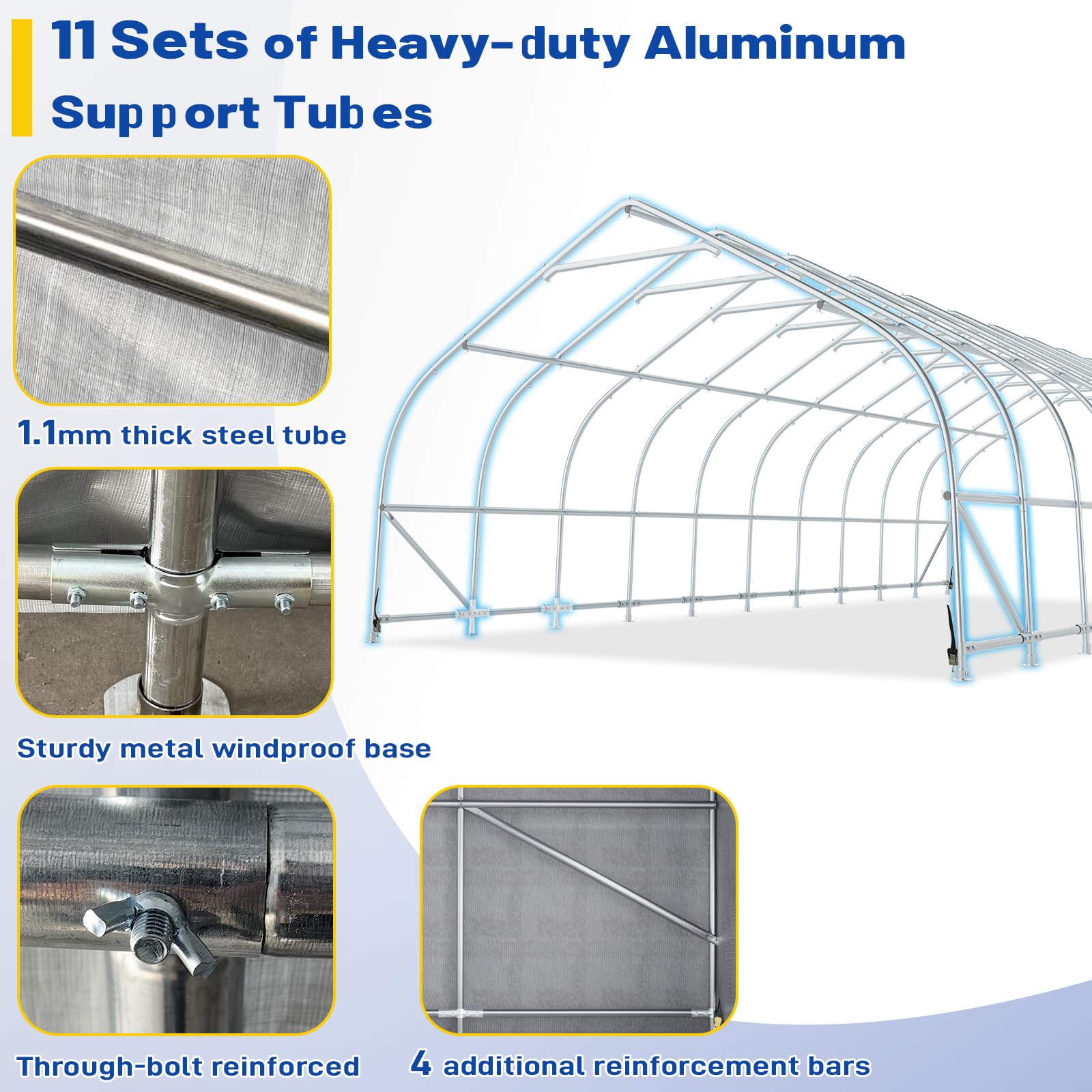 HOMREST 20x40 FT Heavy Duty Durable Carport With 3-Layer PE Waterproof Cover