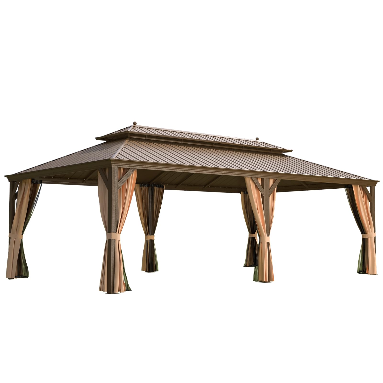 HOMREST 14X24 Hardtop Privacy Gazebo with Insect Screen