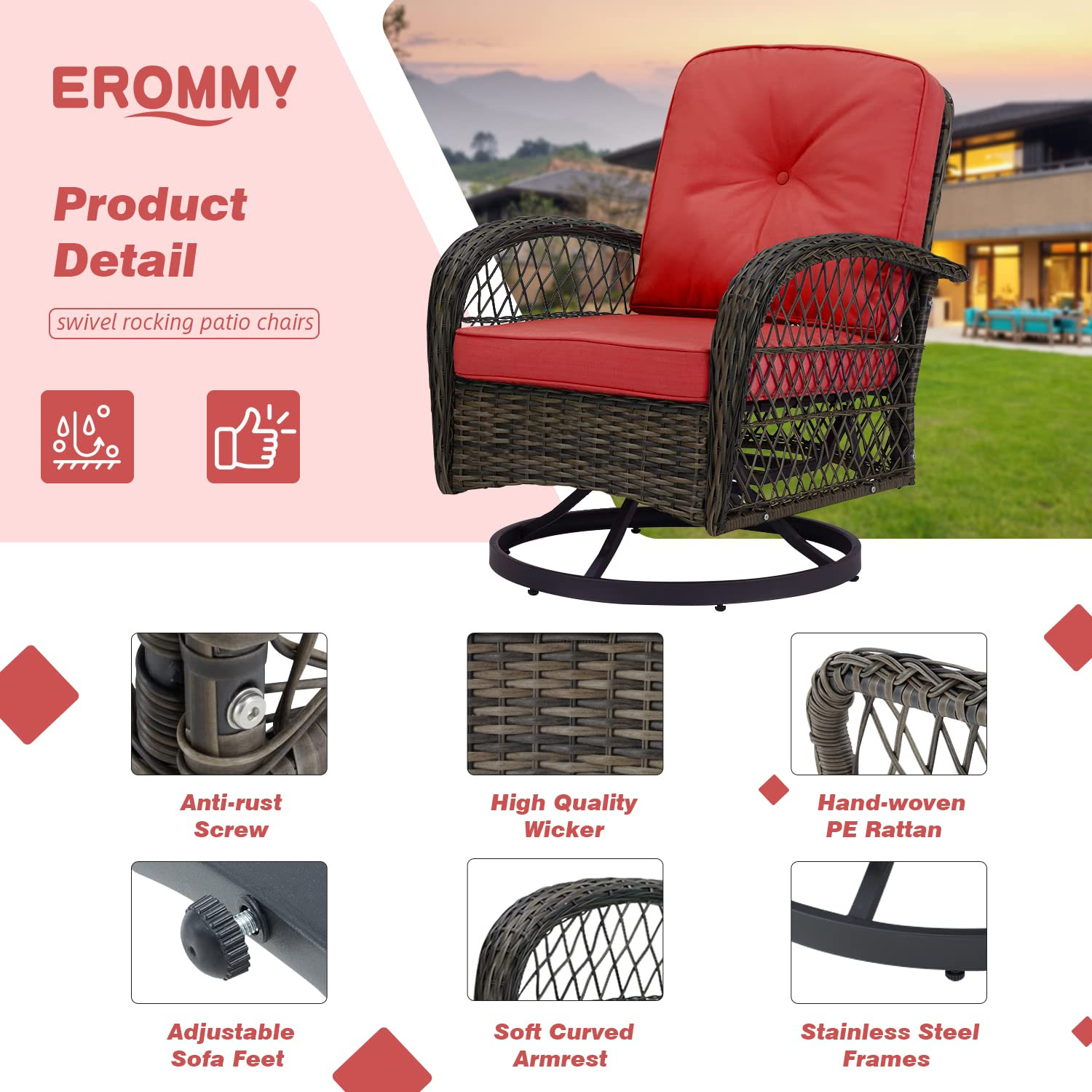 3 piece rocker patio set